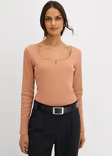 Ribbstickad topp i ekologisk bomull, bonprix