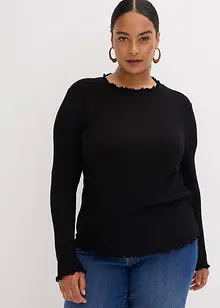 Ribbstickad topp i viskosmix, bonprix