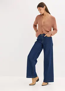 Ribbstickad tröja i böljande viskosmix, bonprix