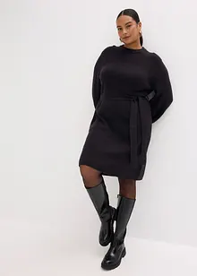 Stickad klänning med ballongärmar, bonprix