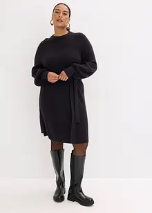 Stickad klänning med ballongärmar, bonprix