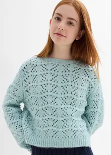 Grovstickad tröja med hålstickat mönster, bonprix