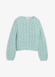Grovstickad tröja med hålstickat mönster, bonprix
