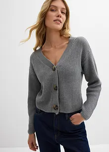 Grovstickad cardigan i bomull, bonprix