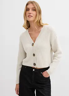 Grovstickad cardigan i bomull, bonprix