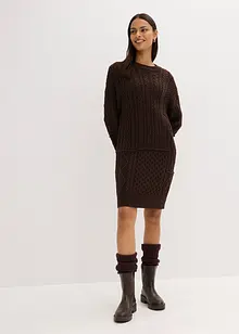 Klänning med flätstickning, bonprix