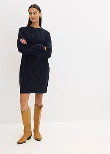 Klänning med flätstickning, bonprix