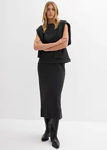 Stickad kjol i bomull, bonprix