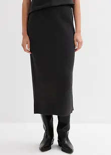 Stickad kjol i bomull, bonprix