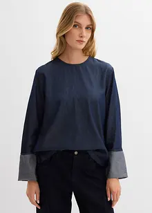 Jeansblus med vida ärmar, bonprix