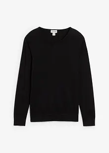 Finstickad tröja i bomullsblandning med merinoull, bonprix