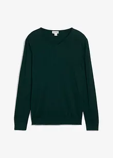 Finstickad tröja i bomullsblandning med merinoull, bonprix