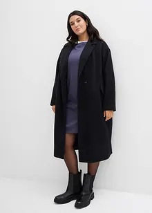 Trikåklänning med 3/4-ärm och mjukt ruggad insida, bonprix