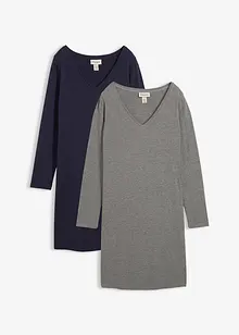 Jerseyklänning i viskos (2-pack), bonprix