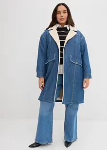 Vinterkappa i denim med varmt teddyfoder, bonprix