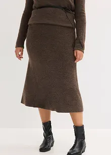 Stickad kjol i midilängd, bonprix