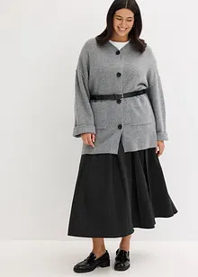 Kort stickad cardigan med skärp, bonprix