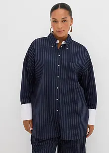 Kritstrecksrandig blus av viskosmix, bonprix