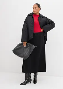 Ribbstickad topp med rynk, bonprix