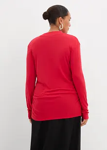 Ribbstickad topp med rynk, bonprix