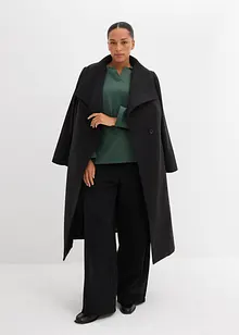 Sweatshirt i ekologisk bomull med stickad pikékrage, bonprix