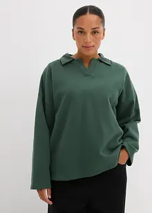 Sweatshirt i ekologisk bomull med stickad pikékrage, bonprix