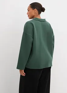 Sweatshirt i ekologisk bomull med stickad pikékrage, bonprix