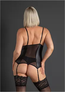 Linne med strumpehandshållare + stringtrosa (2 delar), bonprix