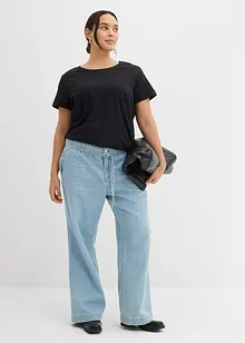 Wide Leg Jeans medelhög midja och skärp, bonprix