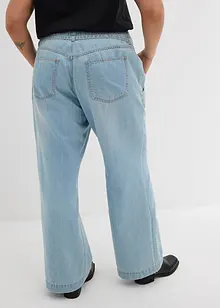 Wide Leg Jeans medelhög midja och skärp, bonprix