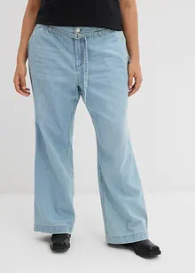 Wide Leg Jeans medelhög midja och skärp, bonprix