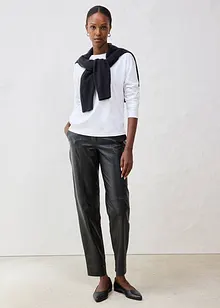 Långärmad topp med silke, bonprix