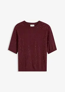 Tröja med glitterstenar och korta ärmar, bonprix