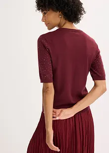 Tröja med glitterstenar och korta ärmar, bonprix