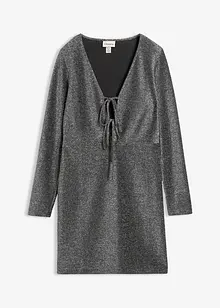 Glittrande miniklänning med rosettdetalj, bonprix