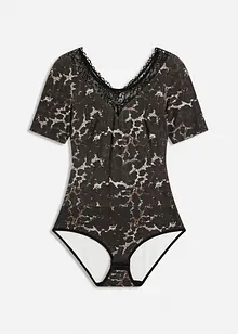 Body i modal med spets och halvlånga ärmar, bonprix