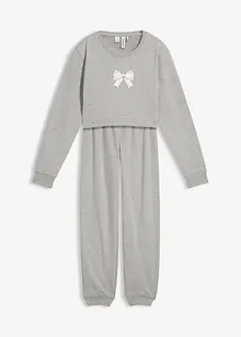 Trikåbyxa och sweatshirt i kort modell med mjuk bomull, bonprix