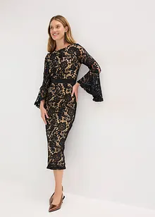 Spetsklänning med satininfällning, bonprix