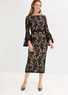 Spetsklänning med satininfällning, bonprix