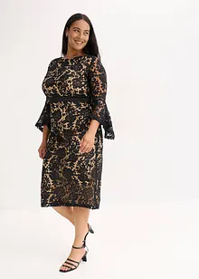 Spetsklänning med satininfällning, bonprix