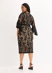 Spetsklänning med satininfällning, bonprix