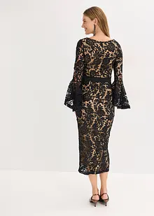 Spetsklänning med satininfällning, bonprix