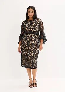 Spetsklänning med satininfällning, bonprix