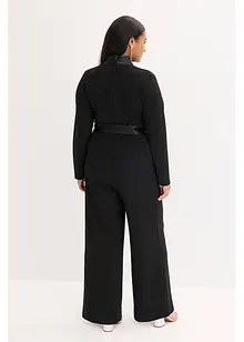 Jumpsuit i kräpp med struktur och med satininfällning, bonprix