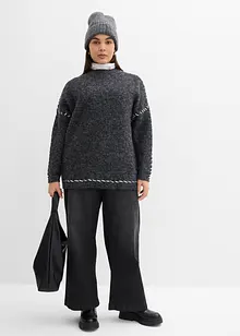 Lång tröja i fluffigt material, bonprix