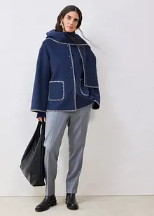 Jacka och halsduk i ylleblandning med dekorativt broderi, bonprix