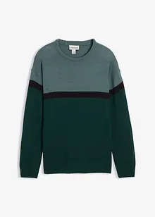 Lättskött tröja med rund halsringning och blockfärger, bonprix