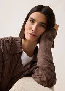 Cardigan i bomull och ull, bonprix