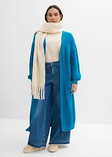 Stickad långkofta med nedhasade axlar, bonprix