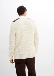 Tröja med krage med dragkedja och vävd infällning, bonprix